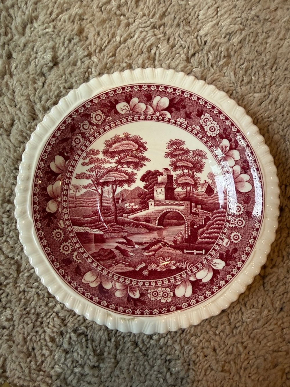 Copeland Spode Transferware 6” Saucer Red and White